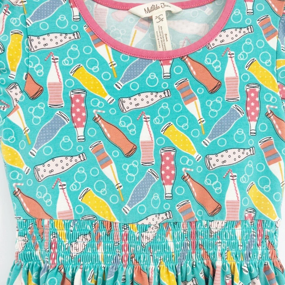 Matilda Jane‎ Girls Soda Pop Lightful Print Smocked Waist Twirly Dress Size 6
